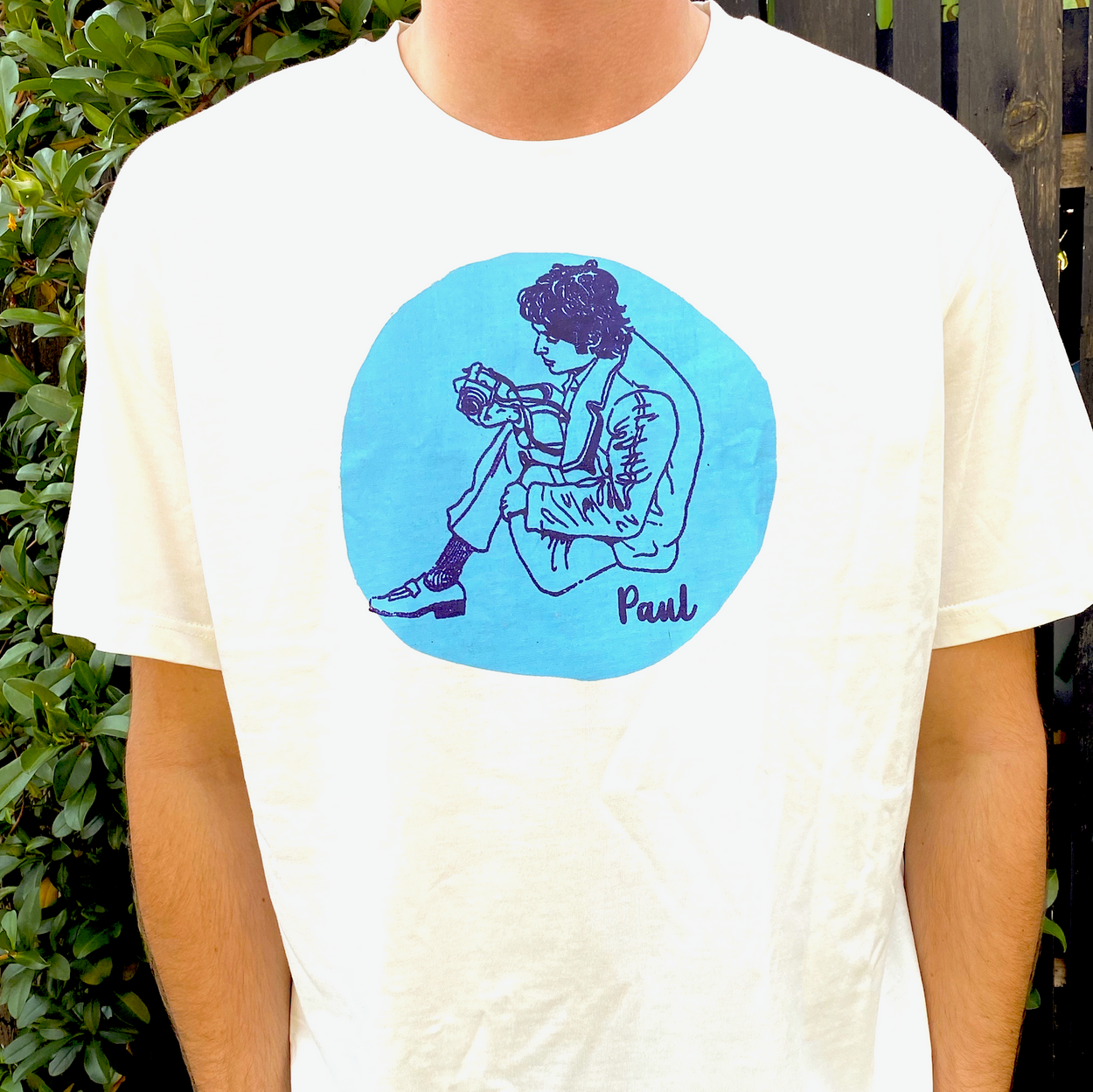 'Paul' on white t-shirt