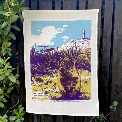 Quokka at Pinky Beach, Rottnest Island tea towel