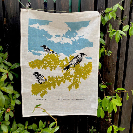 Three honeyeaters tea towel