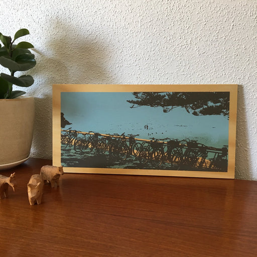 Photo of The Basin at Rottnest Island, screenprinted on plywood.