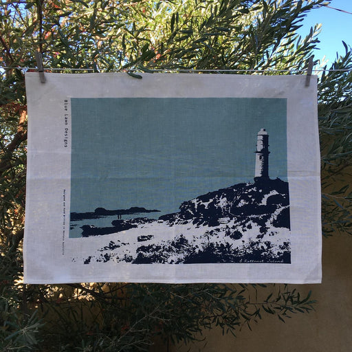 Photo of Bathurst Pt, Rottnest screenprinted on a tea towel.