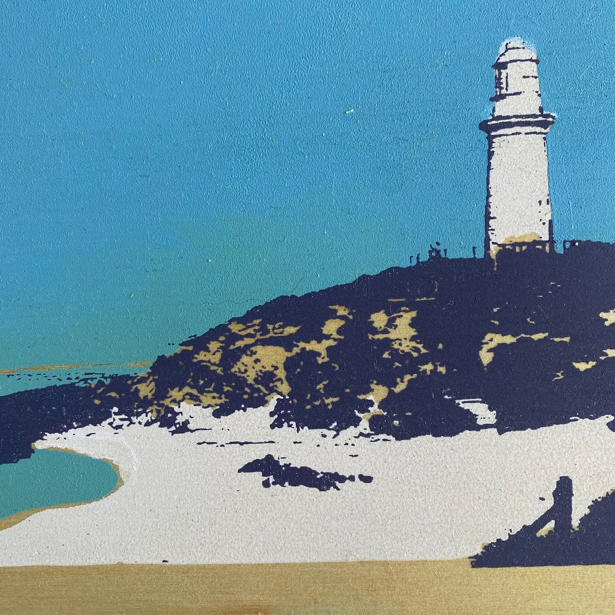 Lighthouse and Pinky Beach, Rottnest on plywood