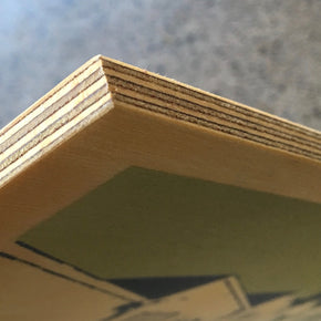 Photograph of plywood panel edges.