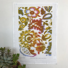 Flora tea towel: recreation of a wood-block print