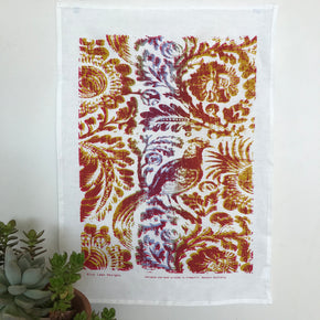 Pheasant tea towel: recreation of a wood-block print