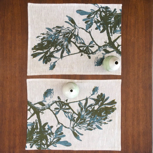 Photograph of a banksia branch screenprinted on placemats.