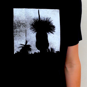 Photograph of screenprinted t-shirt depicting a Western Australian grass tree.