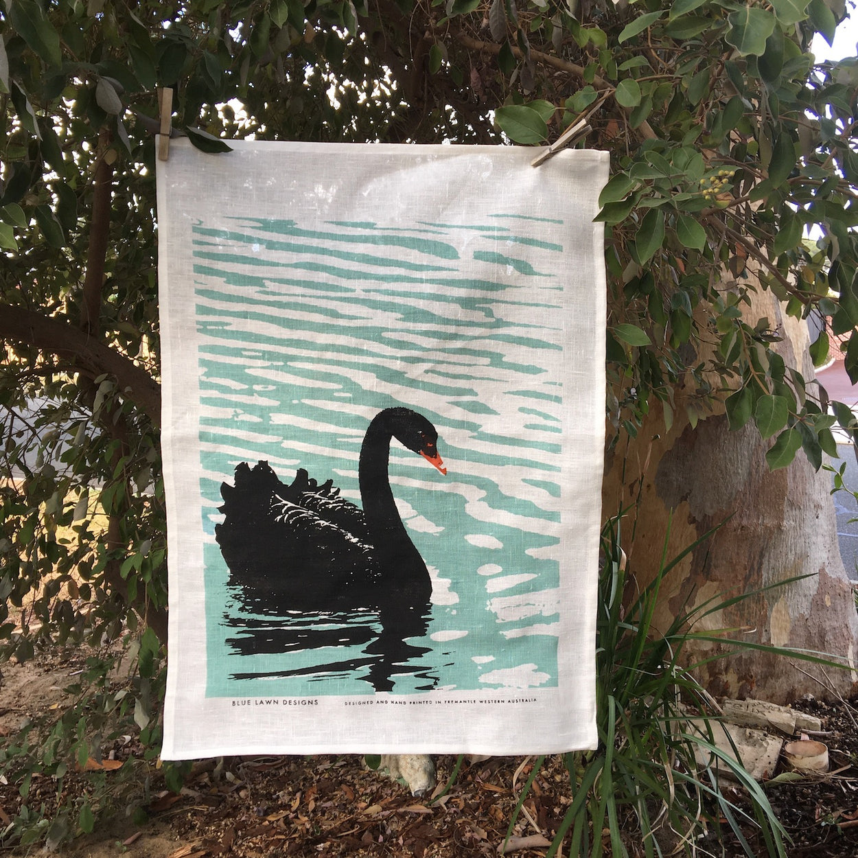 Black swan tea towel