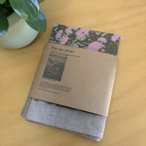 Photograph of tea towels packaged.