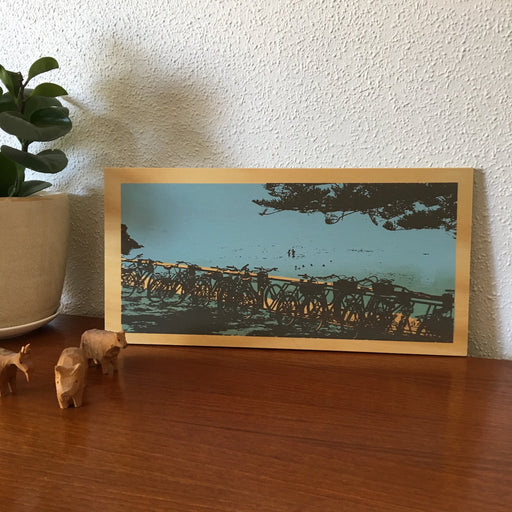 Photo of The Basin at Rottnest Island, screenprinted on plywood. 
