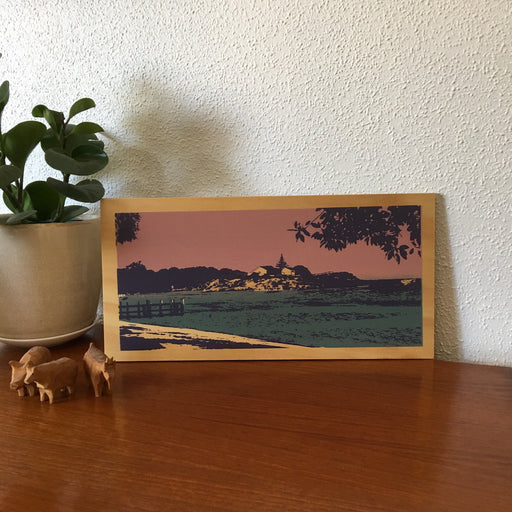 Photo of Bathurst point at Rottnest Island, screenprinted on plywood. 