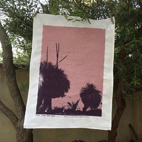 Photo of Western Australian grass trees screenprinted on a tea towel.