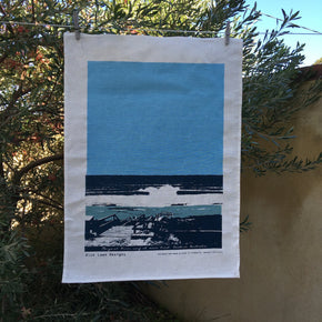 Photo of Margaret River surf screenprinted on a tea towel.